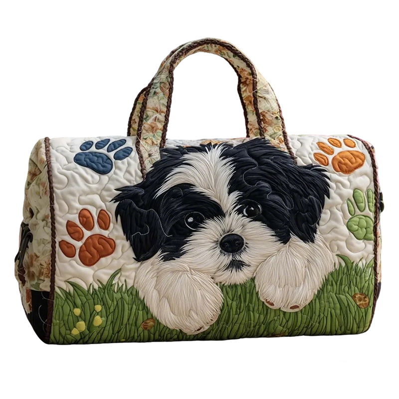 Patchwork Dog Cylindrical Bag