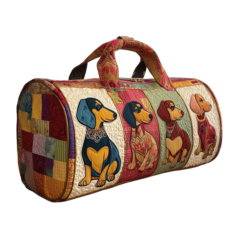 Patchwork Dog Cylindrical Bag