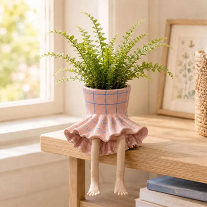 Free in ruffles creative sitting legs planter for plants and home decor