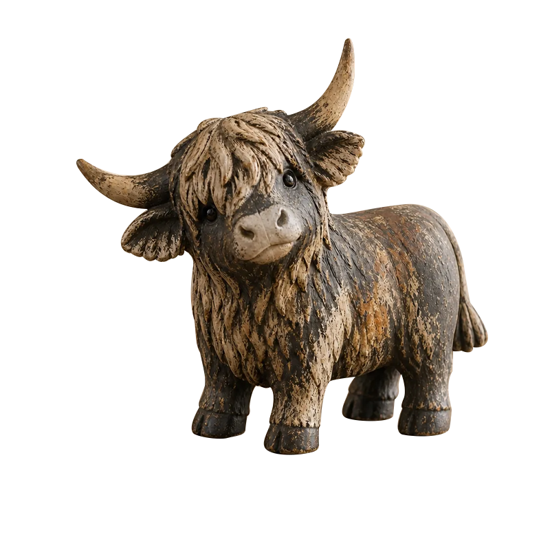 Nurtumix Rustic Highland Cow Figurine